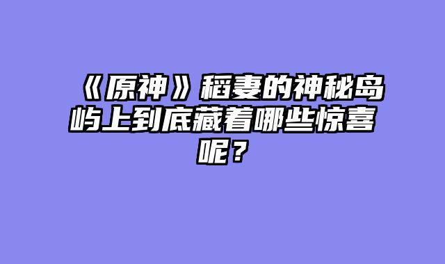 《原神》稻妻的神秘岛屿上到底藏着哪些惊喜呢？