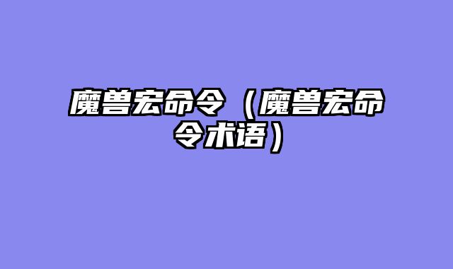 魔兽宏命令（魔兽宏命令术语）
