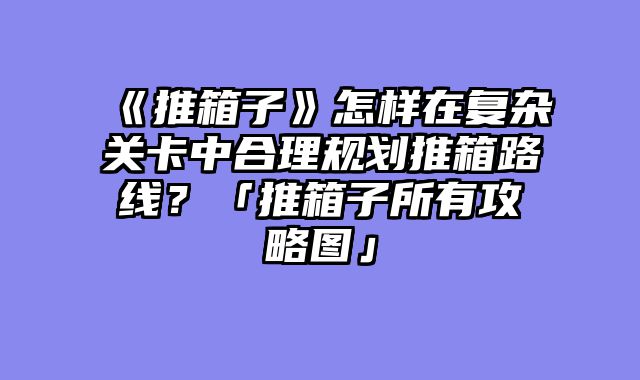 《推箱子》怎样在复杂关卡中合理规划推箱路线?「推箱子所有攻略图」