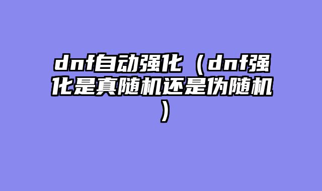 dnf自动强化(dnf强化是真随机还是伪随机)