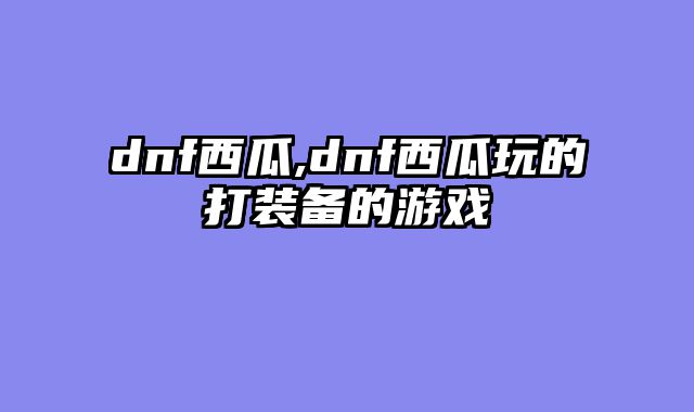 dnf西瓜,dnf西瓜玩的打装备的游戏