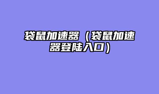 袋鼠加速器（袋鼠加速器登陆入口）