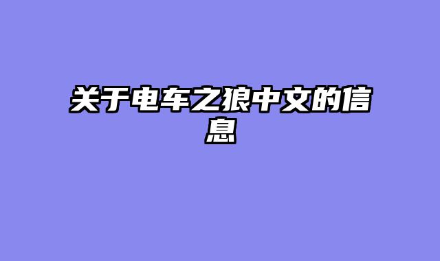 关于电车之狼中文的信息