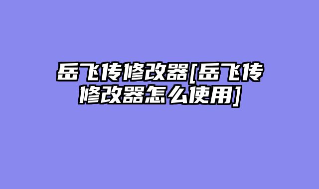 岳飞传修改器[岳飞传修改器怎么使用]