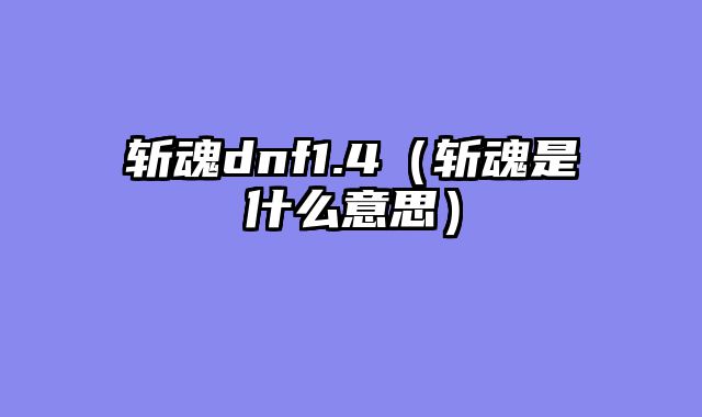 斩魂dnf1.4（斩魂是什么意思）