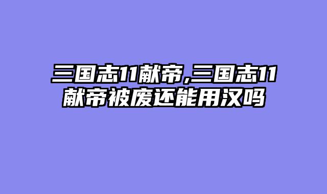 三国志11献帝,三国志11献帝被废还能用汉吗