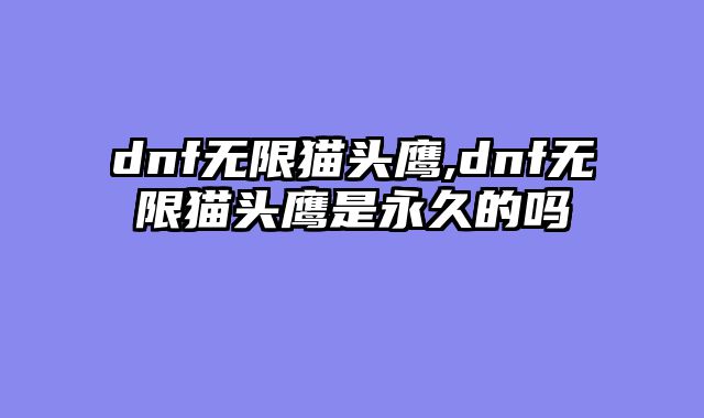 dnf无限猫头鹰,dnf无限猫头鹰是永久的吗