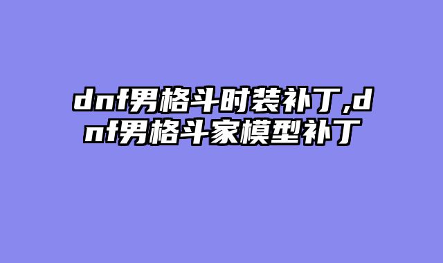dnf男格斗时装补丁,dnf男格斗家模型补丁