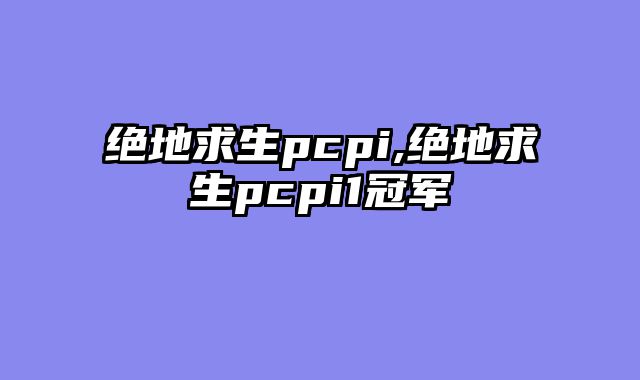 绝地求生pcpi,绝地求生pcpi1冠军