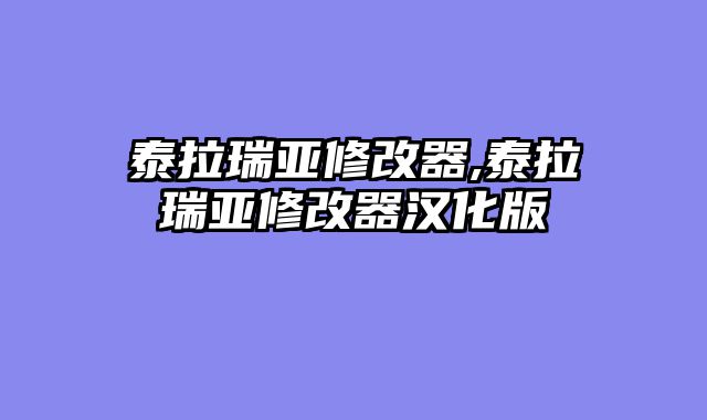 泰拉瑞亚修改器,泰拉瑞亚修改器汉化版