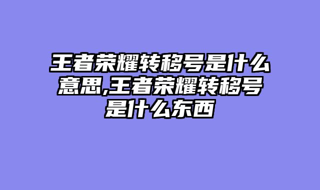 王者荣耀转移号是什么意思,王者荣耀转移号是什么东西