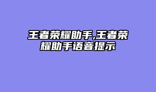 王者荣耀助手,王者荣耀助手语音提示