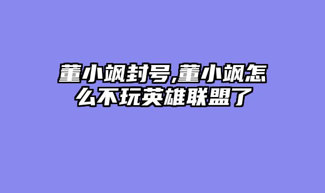 董小飒封号,董小飒怎么不玩英雄联盟了