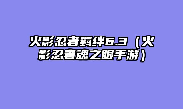 火影忍者羁绊6.3(火影忍者魂之眼手游)