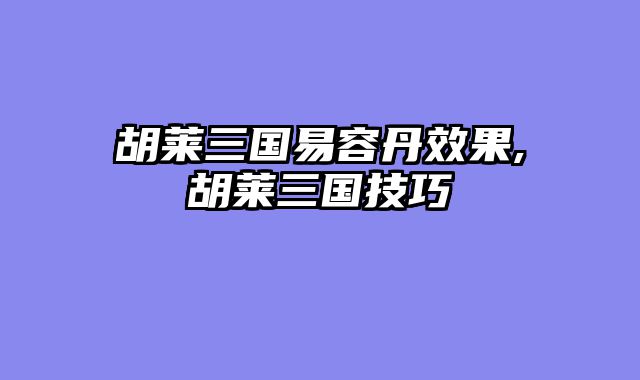 胡莱三国易容丹效果,胡莱三国技巧