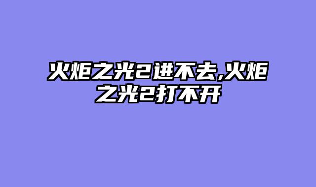 火炬之光2进不去,火炬之光2打不开