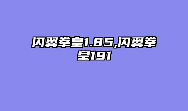 闪翼拳皇1.85,闪翼拳皇191