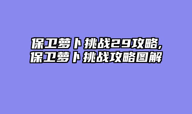 保卫萝卜挑战29攻略,保卫萝卜挑战攻略图解
