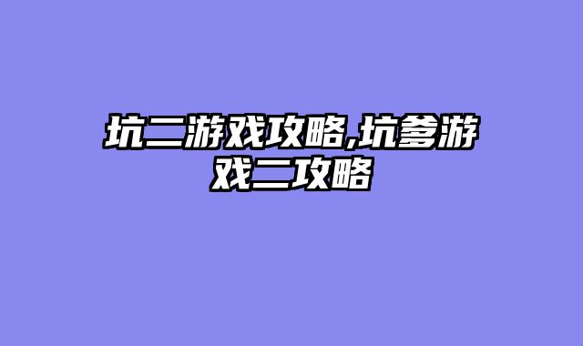 坑二游戏攻略,坑爹游戏二攻略