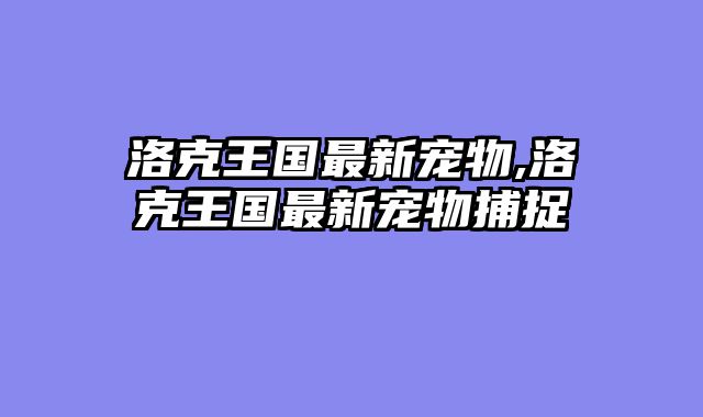 洛克王国最新宠物,洛克王国最新宠物捕捉