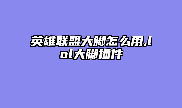 英雄联盟大脚怎么用,lol大脚插件