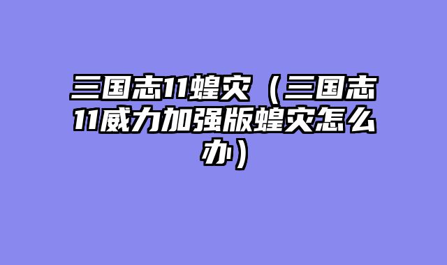 三国志11蝗灾(三国志11威力加强版蝗灾怎么办)
