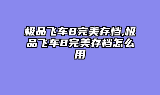 极品飞车8完美存档,极品飞车8完美存档怎么用