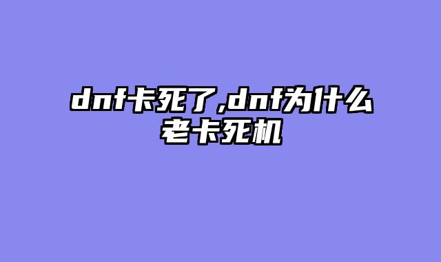 dnf卡死了,dnf为什么老卡死机