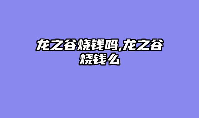 龙之谷烧钱吗,龙之谷烧钱么