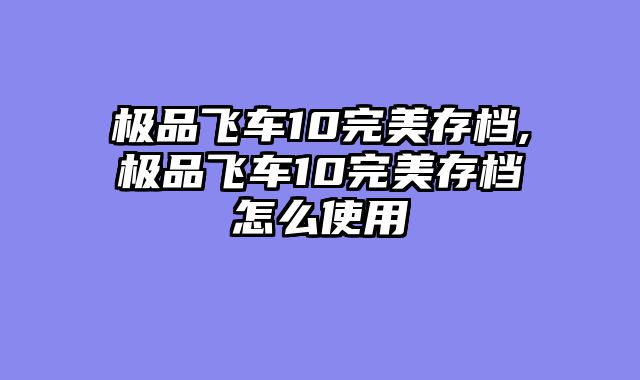 极品飞车10完美存档,极品飞车10完美存档怎么使用