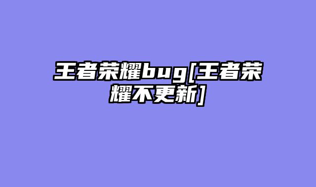 王者荣耀bug[王者荣耀不更新]
