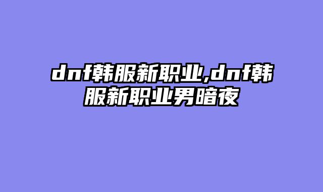 dnf韩服新职业,dnf韩服新职业男暗夜
