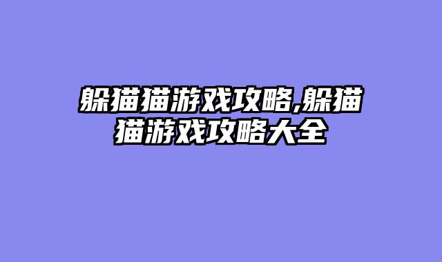 躲猫猫游戏攻略,躲猫猫游戏攻略大全