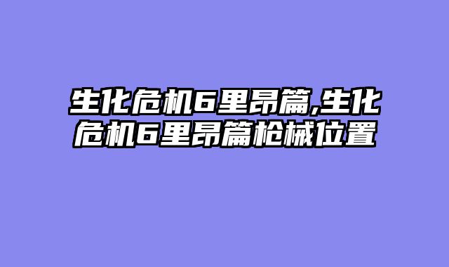 生化危机6里昂篇,生化危机6里昂篇枪械位置