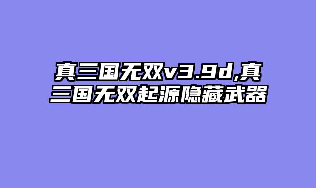 真三国无双v3.9d,真三国无双起源隐藏武器