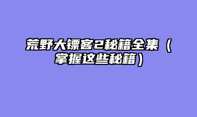 荒野大镖客2秘籍全集（掌握这些秘籍）