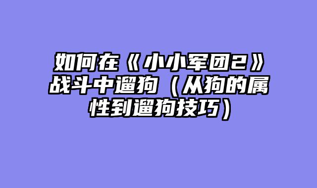 如何在《小小军团2》战斗中遛狗(从狗的属性到遛狗技巧)
