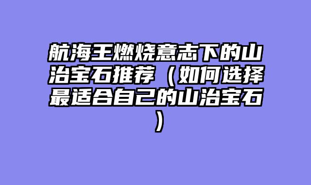 航海王燃烧意志下的山治宝石推荐(如何选择最适合自己的山治宝石)