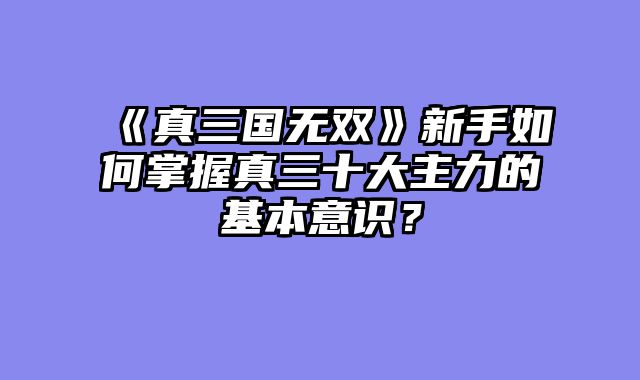 《真三国无双》新手如何掌握真三十大主力的基本意识?