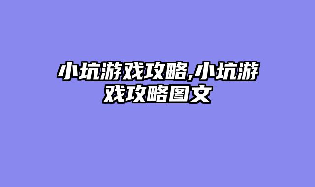 小坑游戏攻略,小坑游戏攻略图文