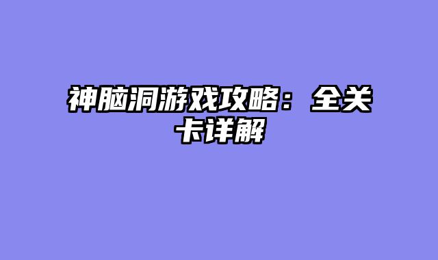 神脑洞游戏攻略：全关卡详解