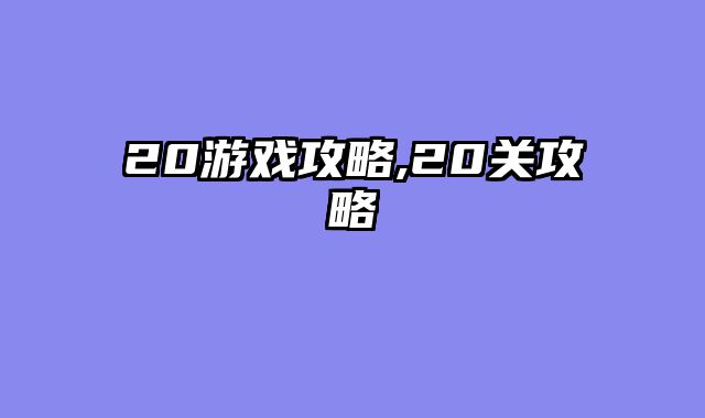 20游戏攻略,20关攻略