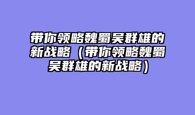 带你领略魏蜀吴群雄的新战略（带你领略魏蜀吴群雄的新战略）
