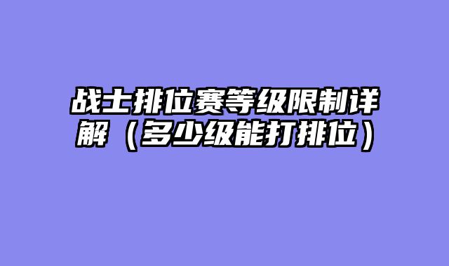战士排位赛等级限制详解(多少级能打排位)