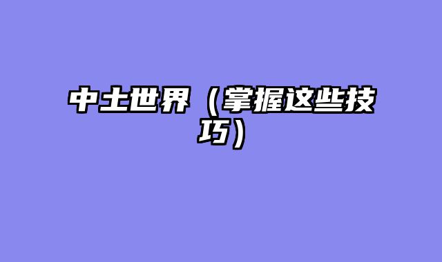 中土世界（掌握这些技巧）