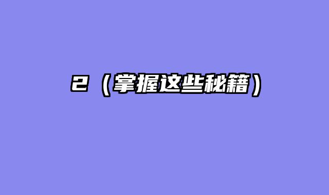 2（掌握这些秘籍）