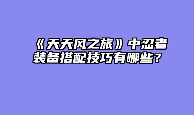 《天天风之旅》中忍者装备搭配技巧有哪些?