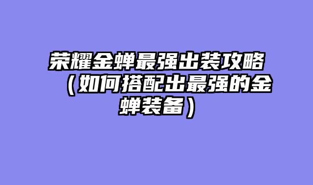 荣耀金蝉最强出装攻略（如何搭配出最强的金蝉装备）