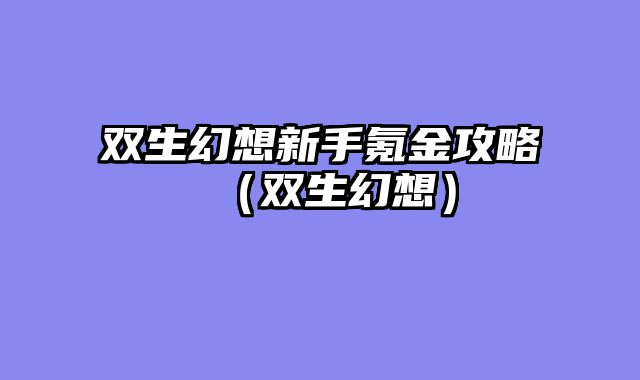 双生幻想新手氪金攻略（双生幻想）