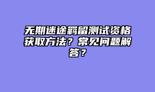 无期迷途羁留测试资格获取方法？常见问题解答？